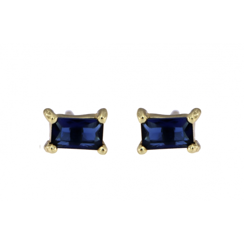 Pendientes baguette circonita azul