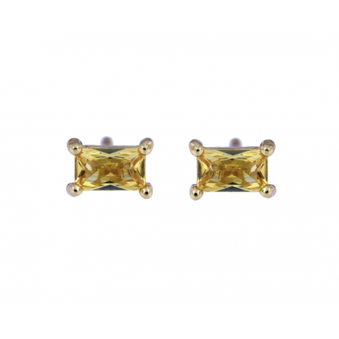 Pendientes baguette circonita amarilla