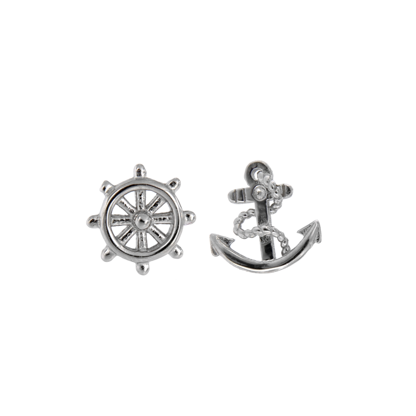Pendientes de plata timón y...