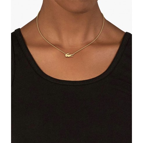 Lacoste Collar Crocodile de acero dorado