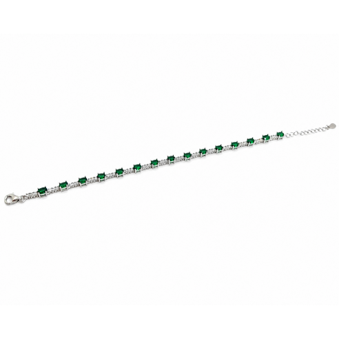 Pulsera de plata circonitas verdes