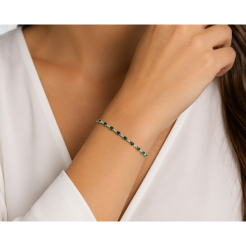 Pulsera de plata circonitas verdes