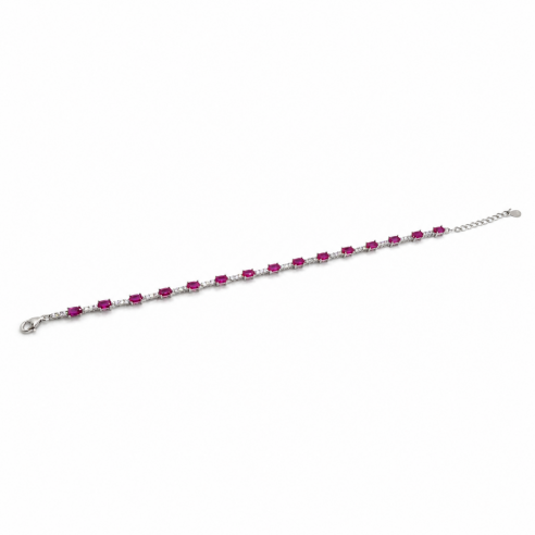 Pulsera de plata circonitas y color rubí